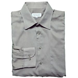 Yves Saint Laurent YSL Mens Cotton Dress Shirt Tan